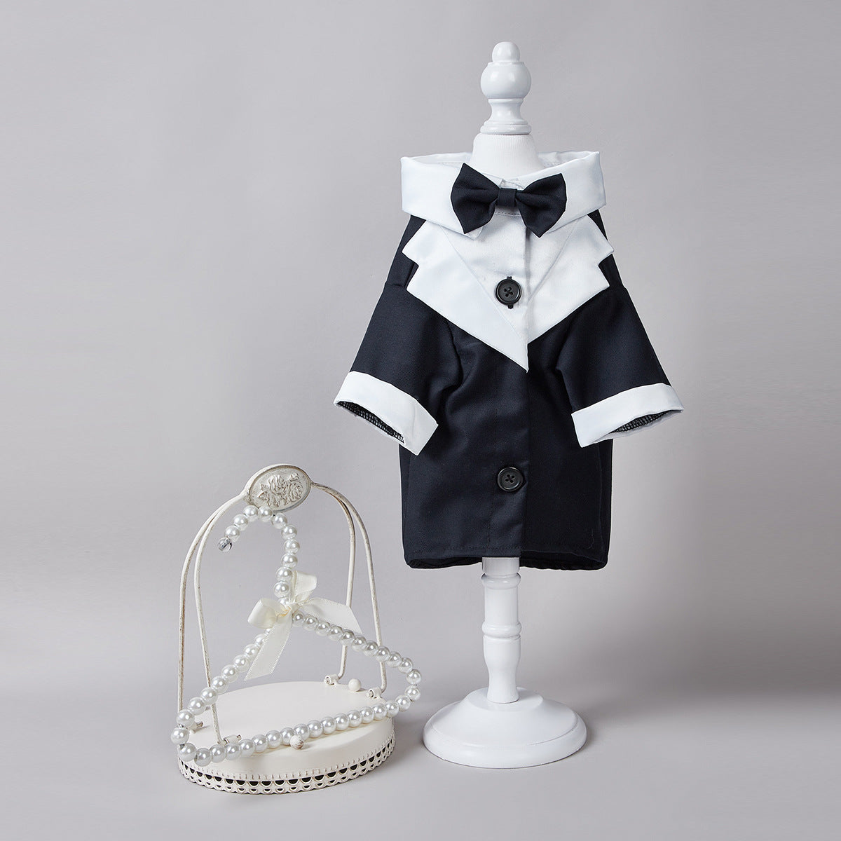 HKM-1414589 Gentleman Four-Legged Suit Wedding Dress for Pets - Black, Gray, Dark Blue, Sizes XS-XL