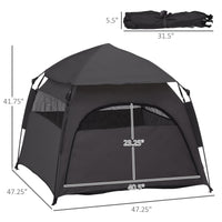 HKM-1415485 Portable Pop Up Dog Tent for Large and Extra Large Dogs, Dark Gray, Includes Carry Bag & Ground Pegs