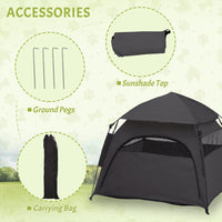 HKM-1415485 Portable Pop Up Dog Tent for Large and Extra Large Dogs, Dark Gray, Includes Carry Bag & Ground Pegs