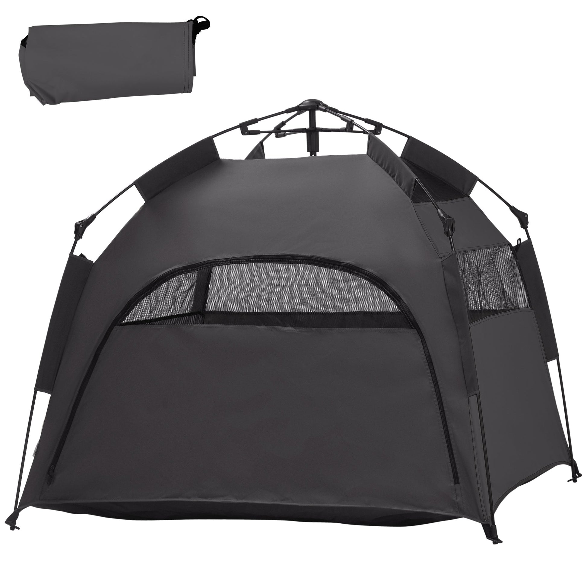 HKM-1415485 Portable Pop Up Dog Tent for Large and Extra Large Dogs, Dark Gray, Includes Carry Bag & Ground Pegs