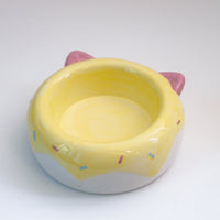 HKM-1415997 Cute Cartoon Ceramic Pet Bowl - Lion, Sheep, Panda, Blue Donut, Yellow Donut Design
