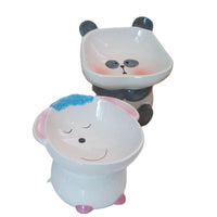 HKM-1415997 Cute Cartoon Ceramic Pet Bowl - Lion, Sheep, Panda, Blue Donut, Yellow Donut Design