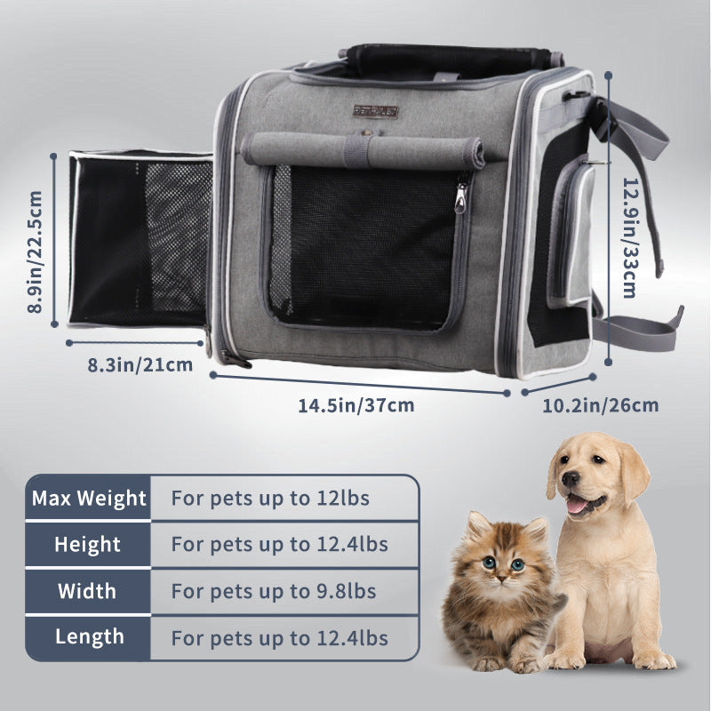 HKM-1416253 Pet Bicycle Basket Front Bag for Dogs - Gray and Blue Polyester Design