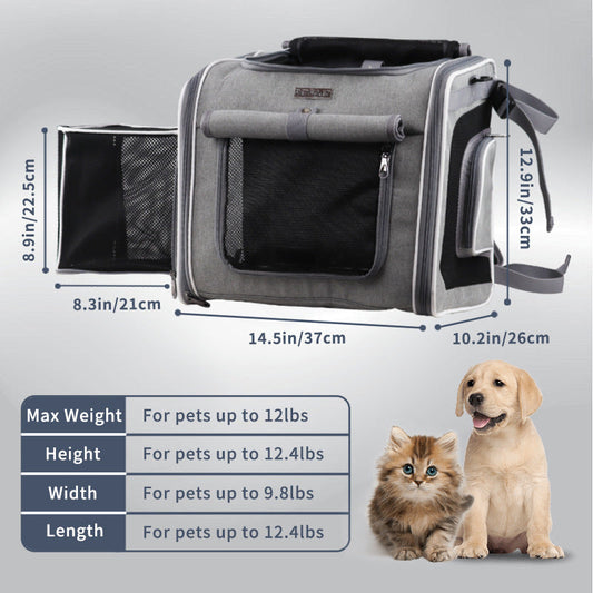 HKM-1416253 Pet Bicycle Basket Front Bag for Dogs - Gray and Blue Polyester Design