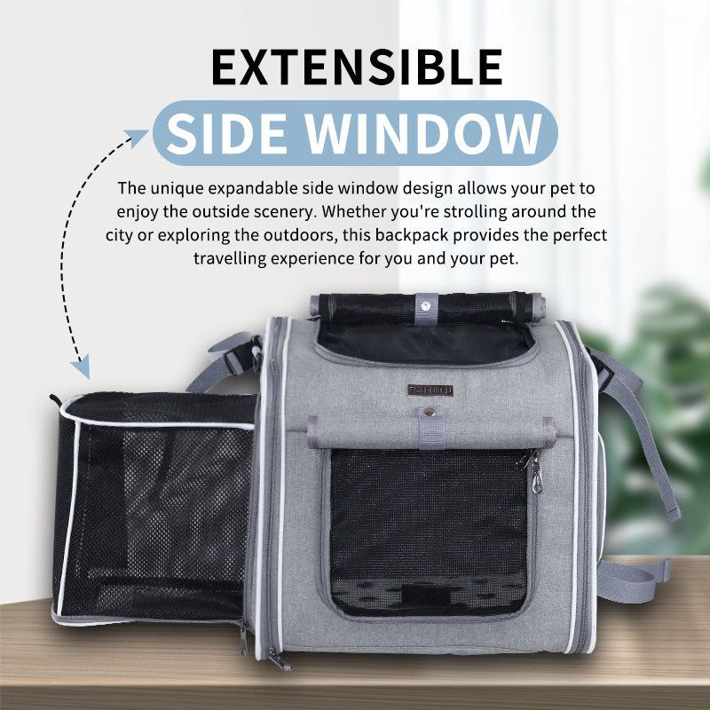 HKM-1416253 Pet Bicycle Basket Front Bag for Dogs - Gray and Blue Polyester Design