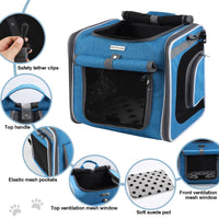 HKM-1416253 Pet Bicycle Basket Front Bag for Dogs - Gray and Blue Polyester Design
