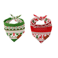 HKM-1417405 Stylish Cotton/Polyester Pet Bib for Cats and Dogs in Red and Green Deer Patterns