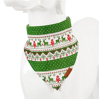 HKM-1417405 Stylish Cotton/Polyester Pet Bib for Cats and Dogs in Red and Green Deer Patterns