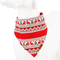 HKM-1417405 Stylish Cotton/Polyester Pet Bib for Cats and Dogs in Red and Green Deer Patterns