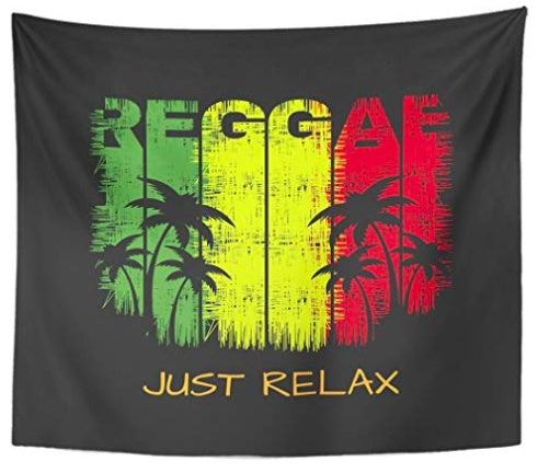 HKM-141779 Reggae Music Tapestry - Colorful Jamaica-Inspired Wall Art in Polyester