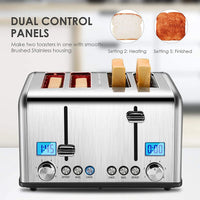 HKM-141971 Digital LED Display 4-Slice Stainless Steel Toaster with Smart Features