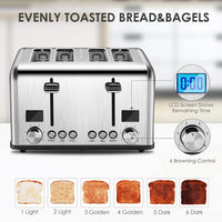 HKM-141971 Digital LED Display 4-Slice Stainless Steel Toaster with Smart Features
