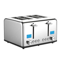 HKM-141971 Digital LED Display 4-Slice Stainless Steel Toaster with Smart Features