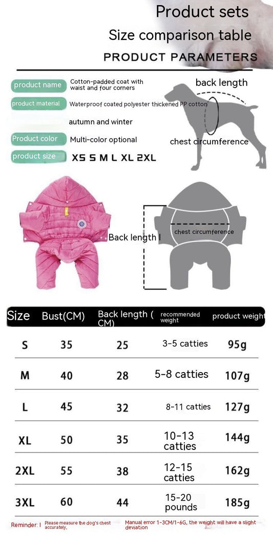 HKM-1420349 Thermal Windproof Cotton-padded Pet Clothing in Various Colors and Sizes