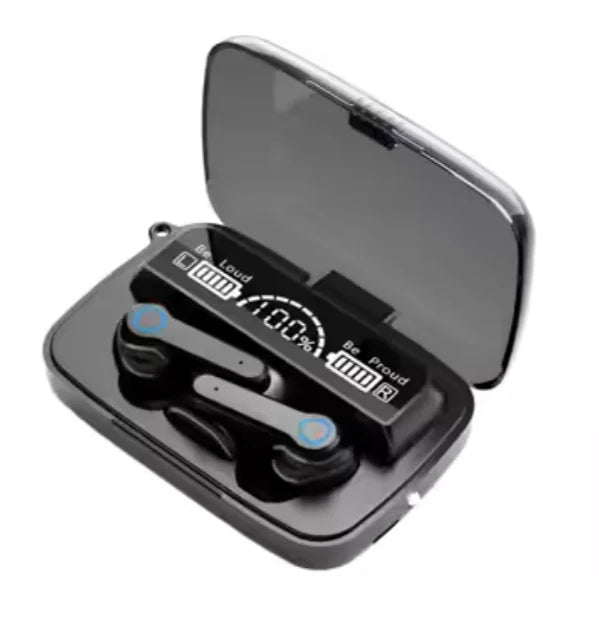HKM-142227 M19 Gaming Earphones with LED Digital Display, Waterproof Mini Headset, and Wireless Charging Feature