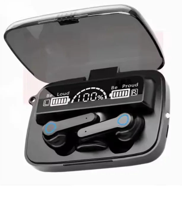 HKM-142227 M19 Gaming Earphones with LED Digital Display, Waterproof Mini Headset, and Wireless Charging Feature