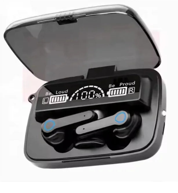 HKM-142227 M19 Gaming Earphones with LED Digital Display, Waterproof Mini Headset, and Wireless Charging Feature