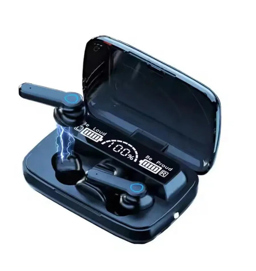 HKM-142227 M19 Gaming Earphones with LED Digital Display, Waterproof Mini Headset, and Wireless Charging Feature