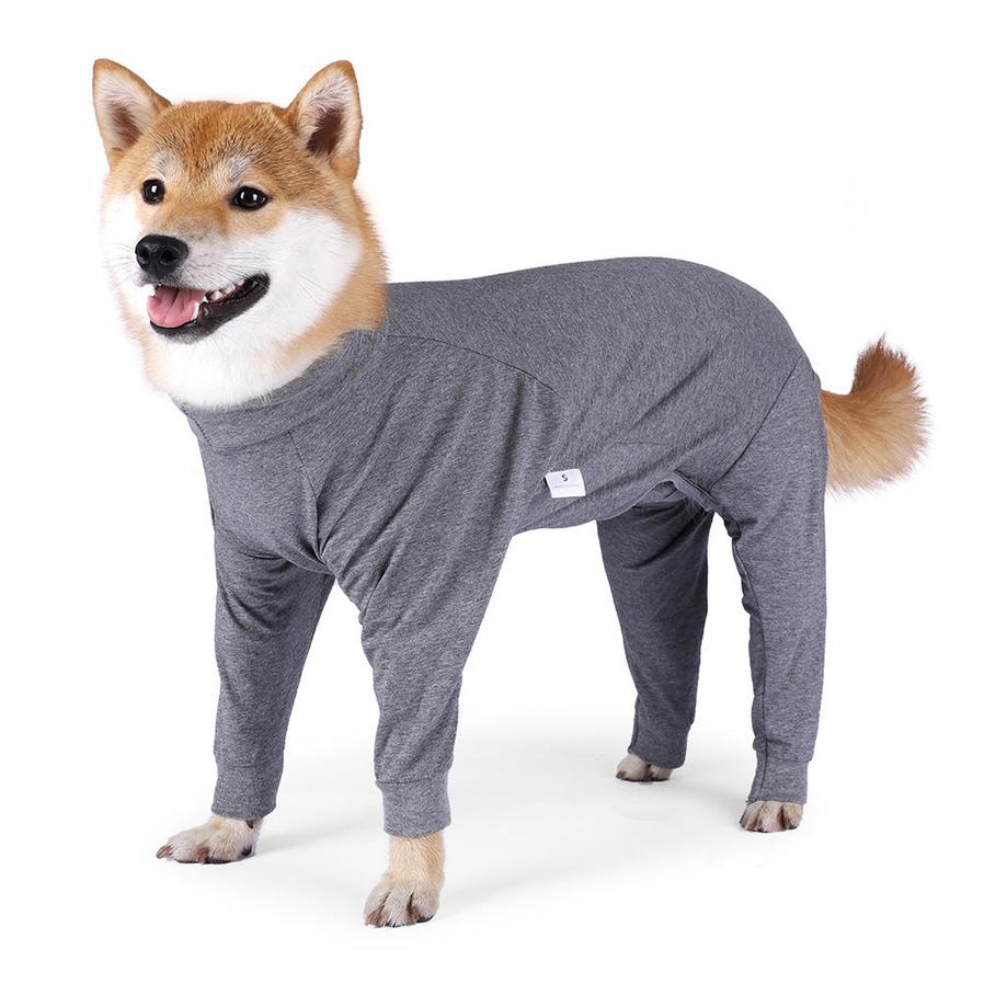 HKM-142291 Comfortable Four-Legged Dog Pajamas in Grey - High Elasticity, Multiple Sizes Available