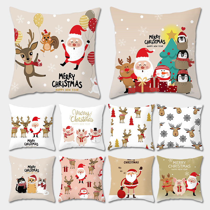 HKM-142291 Nordic Style Christmas Pillowcase - Polyester Cushion Cover for Festive Decor, 45x45cm