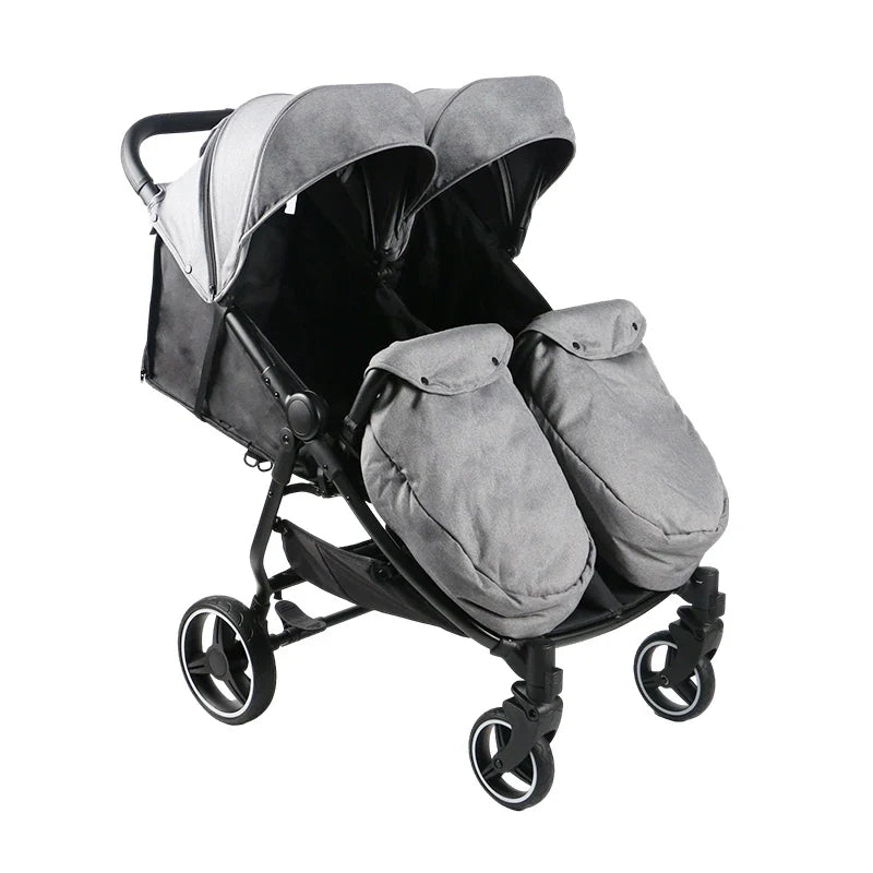 HKM-142419 Twin Double Stroller with Hard Carrycot for Infant and Toddler