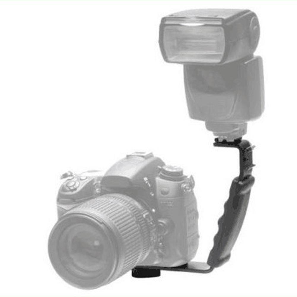 HKM-142483 Heavy Duty L-Shaped Flash Bracket with Dual Shoe Mounts for Mobile Photography Accessories