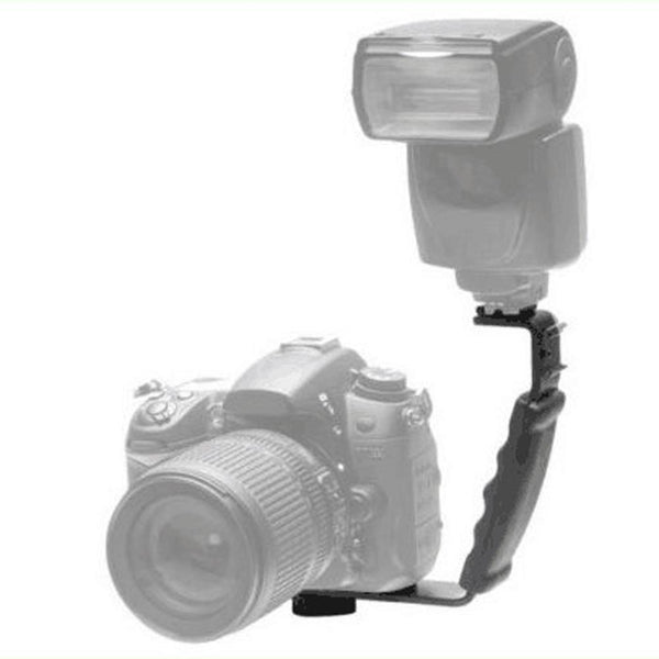 HKM-142483 Heavy Duty L-Shaped Flash Bracket with Dual Shoe Mounts for Mobile Photography Accessories