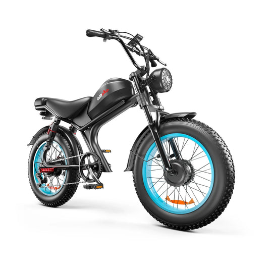 HKM-142547 1000W Dual Motor Electric Fat Tire Bike 7 Speed 48V Integrated Battery, 20" Wheels, Disc Brakes