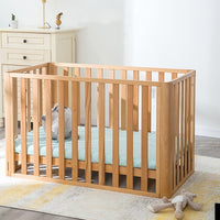 HKM-142547 Solid Wood Adjustable Children's Crib with Anti-Spill Latex Coconut Mattress - Modern Design