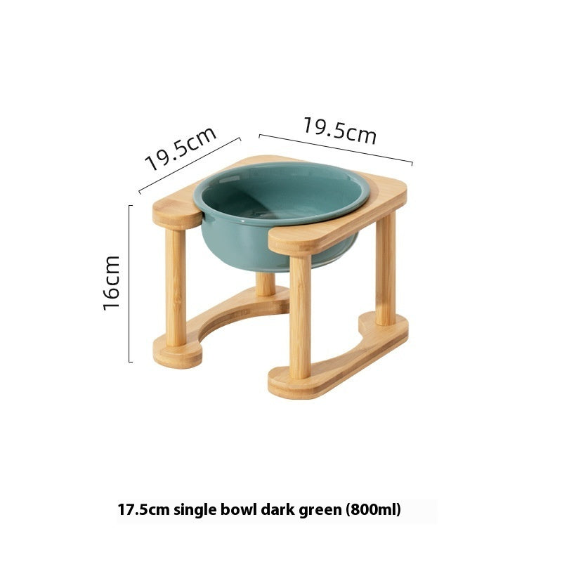 HKM-1425725 Elevated Double Bowl Ceramic Pet Feeding Station with Non-slip Mat and Various Color Options