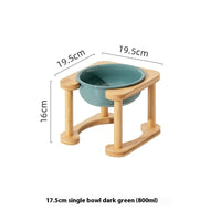 HKM-1425725 Elevated Double Bowl Ceramic Pet Feeding Station with Non-slip Mat and Various Color Options