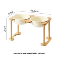 HKM-1425725 Elevated Double Bowl Ceramic Pet Feeding Station with Non-slip Mat and Various Color Options