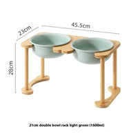 HKM-1425725 Elevated Double Bowl Ceramic Pet Feeding Station with Non-slip Mat and Various Color Options