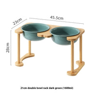 HKM-1425725 Elevated Double Bowl Ceramic Pet Feeding Station with Non-slip Mat and Various Color Options
