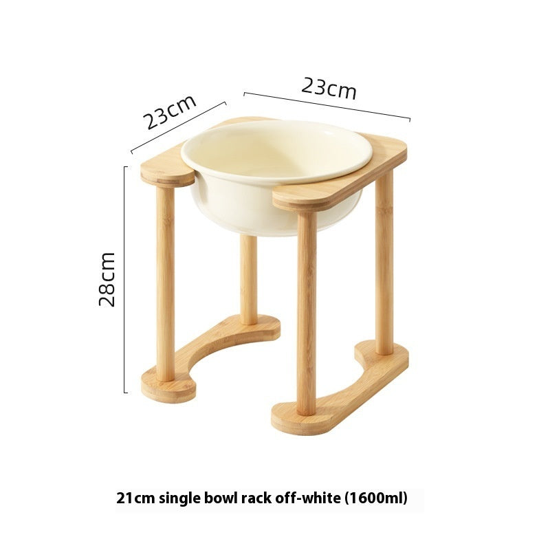 HKM-1425725 Elevated Double Bowl Ceramic Pet Feeding Station with Non-slip Mat and Various Color Options