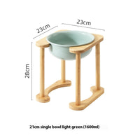 HKM-1425725 Elevated Double Bowl Ceramic Pet Feeding Station with Non-slip Mat and Various Color Options