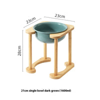 HKM-1425725 Elevated Double Bowl Ceramic Pet Feeding Station with Non-slip Mat and Various Color Options