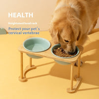 HKM-1425725 Elevated Double Bowl Ceramic Pet Feeding Station with Non-slip Mat and Various Color Options