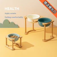 HKM-1425725 Elevated Double Bowl Ceramic Pet Feeding Station with Non-slip Mat and Various Color Options