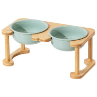 HKM-1425725 Elevated Double Bowl Ceramic Pet Feeding Station with Non-slip Mat and Various Color Options