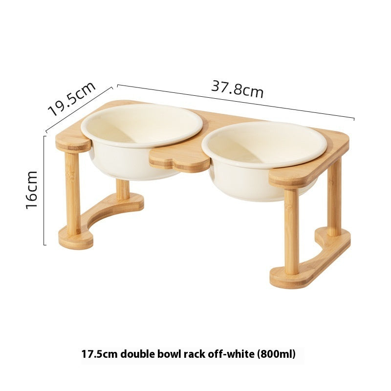 HKM-1425725 Elevated Double Bowl Ceramic Pet Feeding Station with Non-slip Mat and Various Color Options