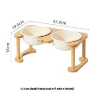 HKM-1425725 Elevated Double Bowl Ceramic Pet Feeding Station with Non-slip Mat and Various Color Options