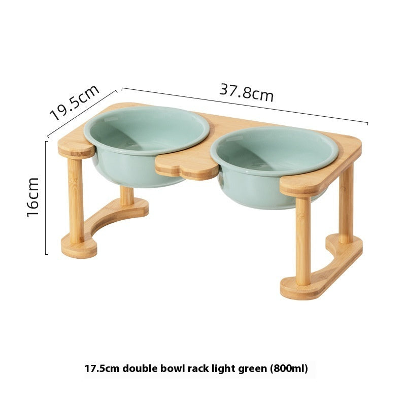 HKM-1425725 Elevated Double Bowl Ceramic Pet Feeding Station with Non-slip Mat and Various Color Options