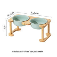 HKM-1425725 Elevated Double Bowl Ceramic Pet Feeding Station with Non-slip Mat and Various Color Options