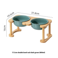HKM-1425725 Elevated Double Bowl Ceramic Pet Feeding Station with Non-slip Mat and Various Color Options