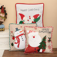 HKM-142611 Santa Claus and Snowman Decorative Pillowcase - Imitation Linen, 46x46 cm, Unique Holiday Designs