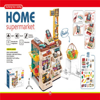 HKM-142675 Cashier Counter Playset with Shopping Cart and Tent House for Kids