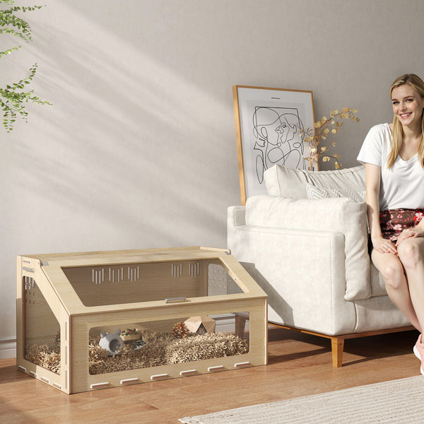 HKM-1429181 39 Inch Hamster Cage Habitat with Acrylic Windows and Openable Top for Small Pets