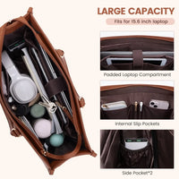 HKM-142931 Functional 15.6 Inch Leather Laptop Tote Bag Set for Women - Waterproof Office Shoulder Handbags