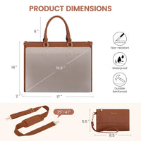 HKM-142931 Functional 15.6 Inch Leather Laptop Tote Bag Set for Women - Waterproof Office Shoulder Handbags